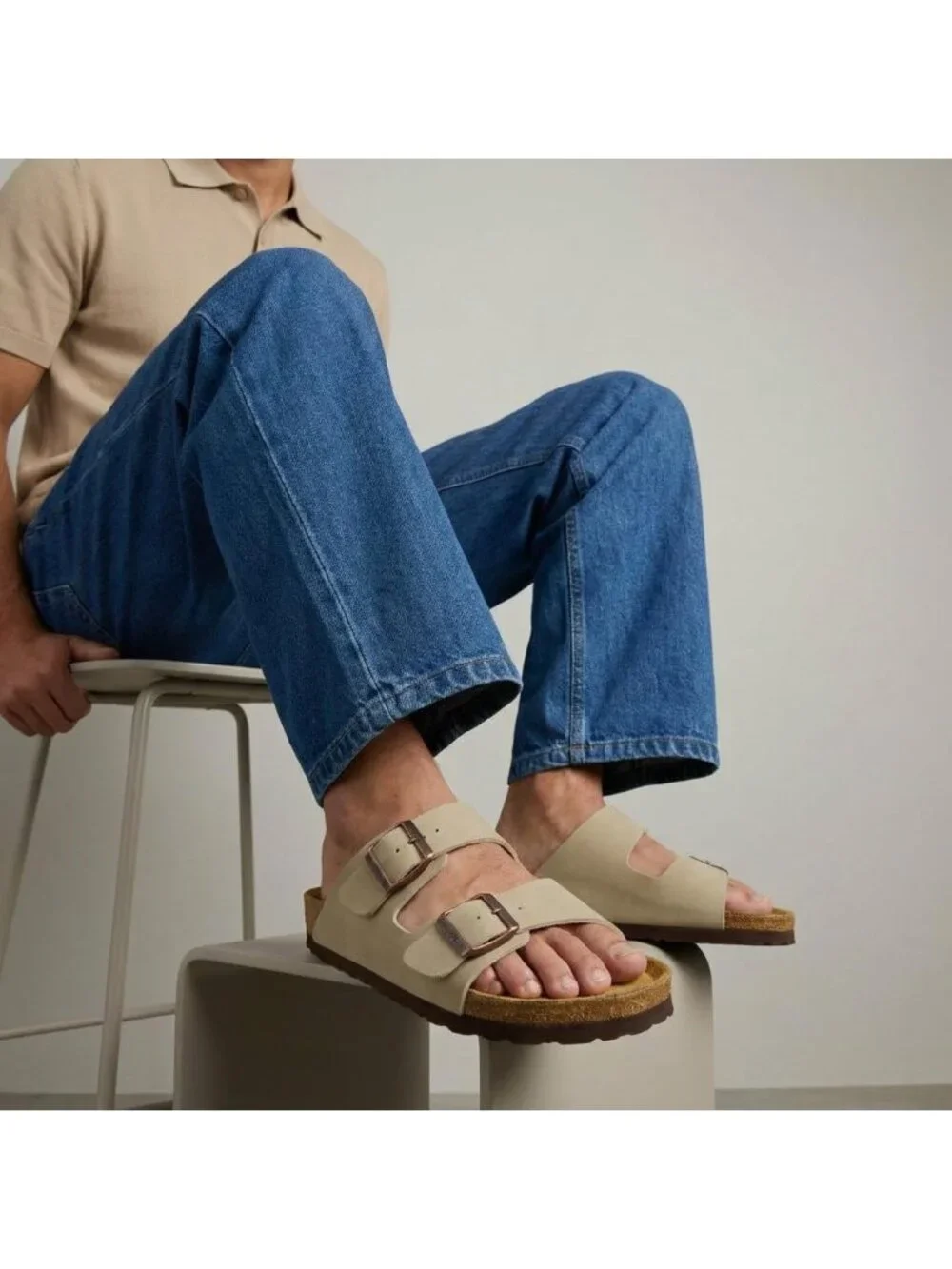 Men's Stone Lane Cork Footbed Sandals Adjustable Buckle Comfort Slides